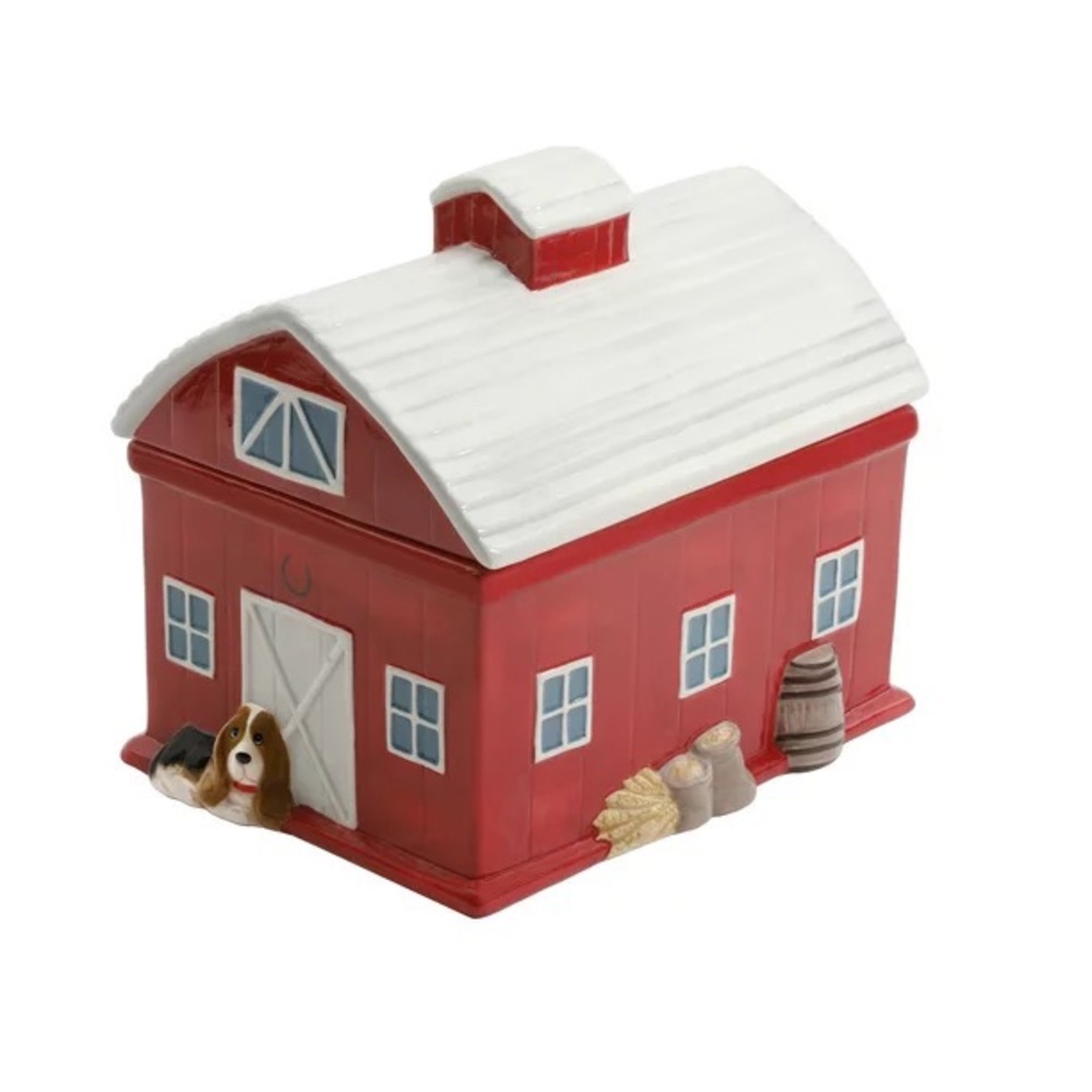 🌺 New Pioneer Woman Barn 7.9 Inch Cookie Jar, Stoneware, Charlie - Picture 4 of 8